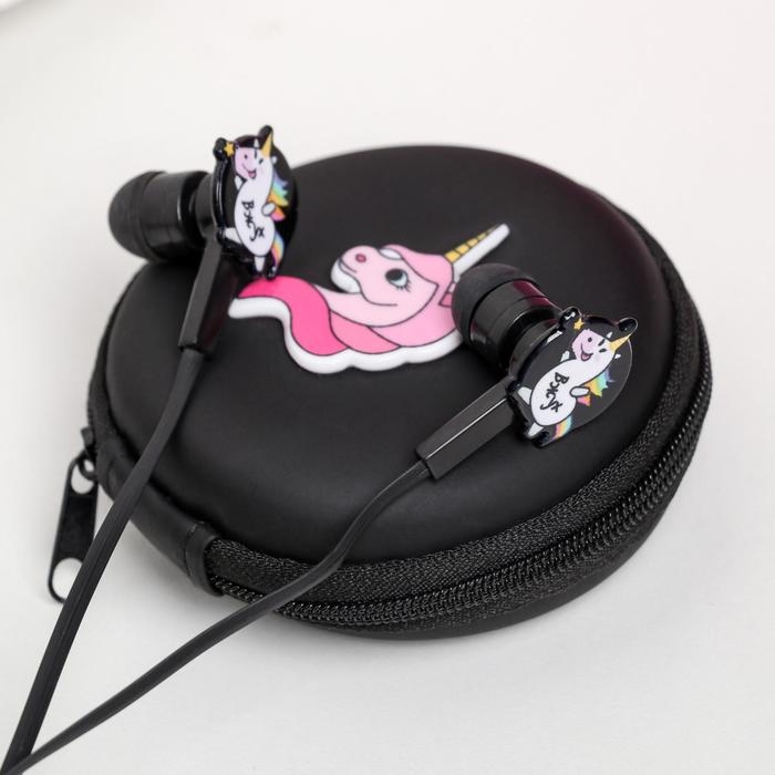 Подарочный набор: наушники вакуумные и кейс для наушников &laquo;Единорог&raquo;, модель VBT - 1,25