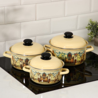 Набор эмалированных кастрюль &laquo;Старый город&raquo;, 3 предмета: 1,5 л, 2 л, 3 л, индукция