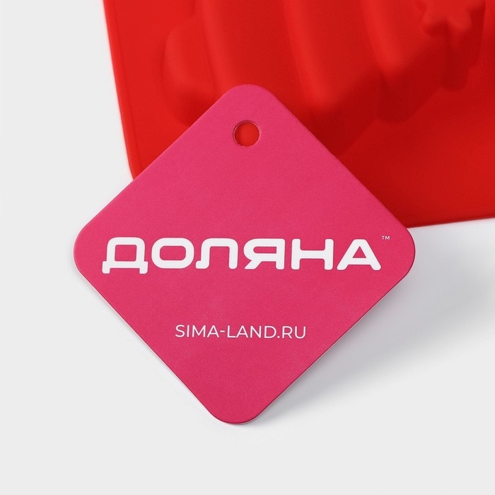 Форма для выпечки новогодняя Доляна &laquo;Новый год. Праздник к нам приходит&raquo;, силикон, 26&times;17,5 см, 6 ячеек, цвет красный