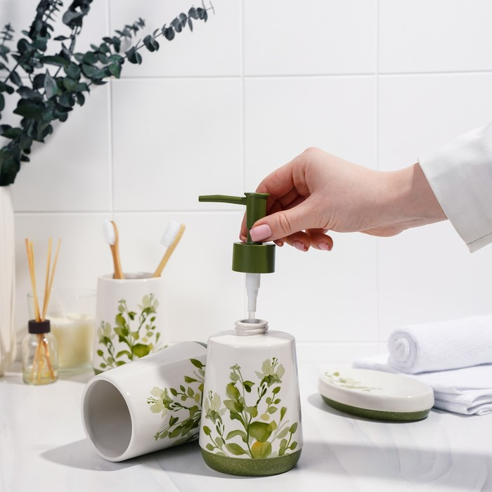 Наборы аксессуаров для ванной комнаты &laquo;Весна&raquo;, 4 предмета (дозатор 400 мл, мыльница, 2 стакана), цвет белый