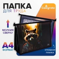 Папка д/труда А4 молния сверху пластик ПТР-22 Calligrata мал "Енот" Папка д/труда А4 молния сверху пластик ПТР-22 Calligrata мал "Енот"