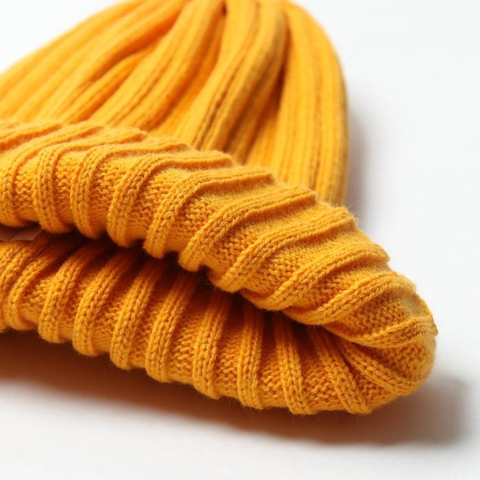 Шапка женская MINAKU Шапка женская MINAKU "Трюфель" цвет горчица, размер 54-56