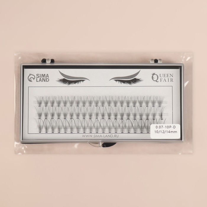 Набор накладных ресниц &laquo;Классика&raquo;, пучки, 10, 12, 14 мм, толщина 0,07 мм, изгиб D, 10 D