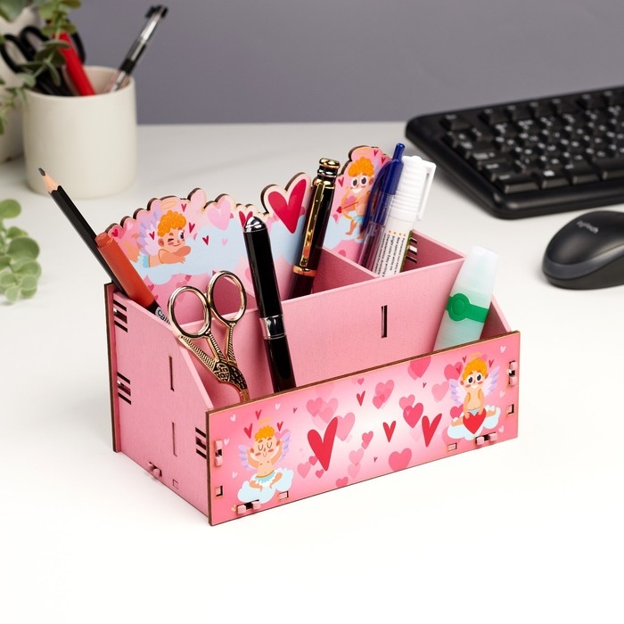 Органайзер для канцелярии Органайзер для канцелярии "Купидончики" 4 отделения 21х11х14,5