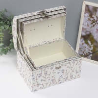 Шкатулка картон сундучок "Нежные цветы" набор 3 шт 26х18х16,5 24х16х14,5 22х14х12,7 см