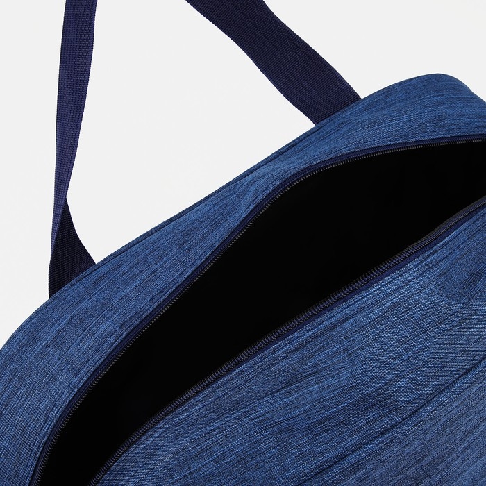 Сумка дорожная на молнии, наружный карман, длинный ремень, цвет синий