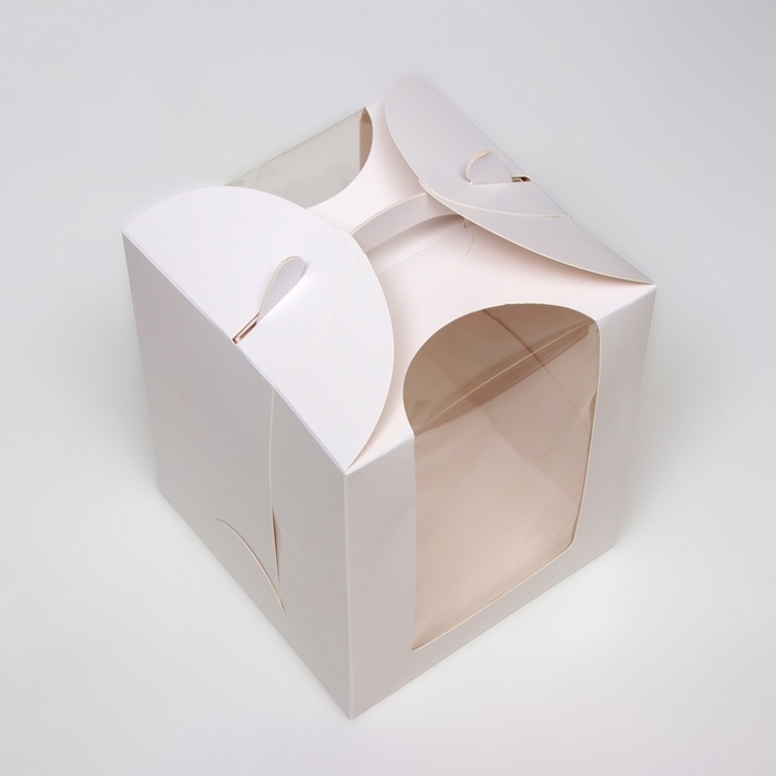 Коробка под бенто-торт с окном, белая, 15 × 15 × 18 см Коробка под бенто-торт с окном, белая, 15 × 15 × 18 см