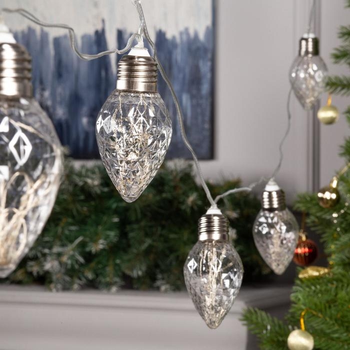 Гирлянда &laquo;Нить&raquo; 3 м с насадками &laquo;Лампочки шишки&raquo;, IP20, прозрачная нить, 80 LED, свечение синее, 8 режимов, 220 В