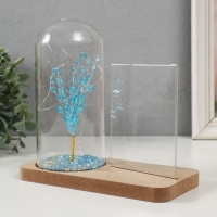 Фоторамка дерево 9х13 см с подсветкой "Голубое деревце" от батареек 2хLR1130 19х9х18,5 см