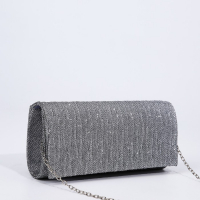 Сумка-клатч на магните, длинная цепь, цвет серебристый