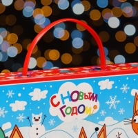 Новый год. Коробка подарочная складная "Три кота" 25 х 5 х 15 см.