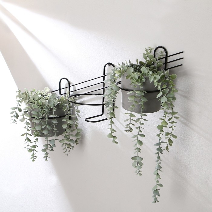 Подвес для кашпо настенный &laquo;Косая-3&raquo;, d = 16 см, чёрный