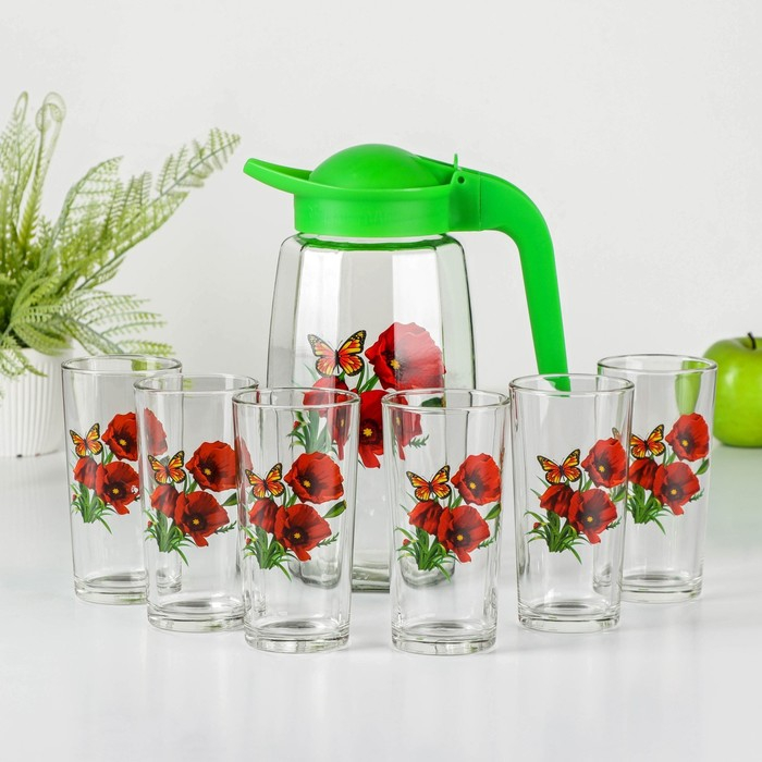 Набор питьевой &laquo;Ассорти&raquo;, 7 предметов: кувшин 1,7 л, стаканы 250 мл, 6 шт, МИКС