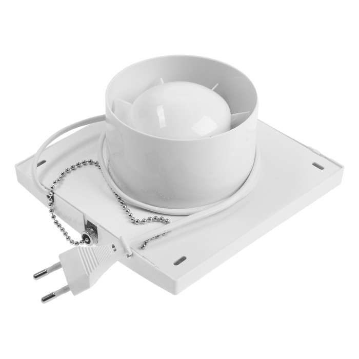 Вентилятор вытяжной ZEIN LOF-03, d=100 мм, 220 В, 15 Вт, сетка, шнурковый выключатель, белый