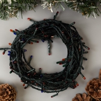 Гирлянда &laquo;Нить&raquo; 7 м, IP20, тёмная нить, 180 ламп, свечение мульти, 8 режимов, 220 В