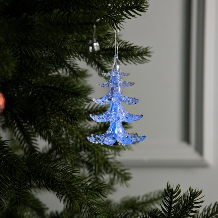 Ёлочная игрушка &laquo;Хрустальная ёлочка&raquo; 12 см, от батареек, свечение мульти (RGB)