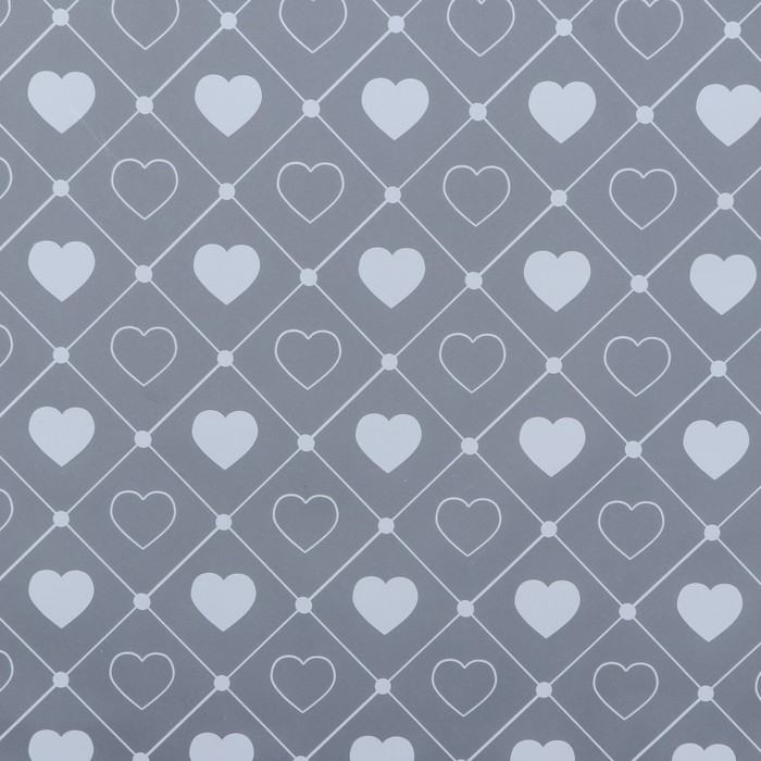 Пленка матовая прозрачная  "Сердца", 58 см x 10 м, белый