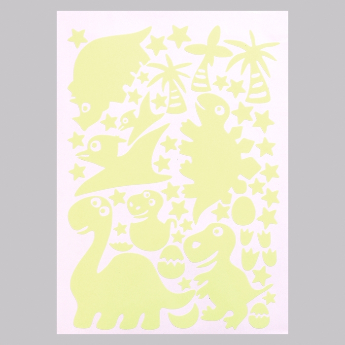 Наклейка 3Д интерьерная светящаяся Динозаврики 30*20см Наклейка 3Д интерьерная светящаяся Динозаврики 30*20см