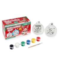 Ёлочные шары под раскраску на новый год &laquo;Загадай желание&raquo;, d=7 см, 2 шт, новогодний набор для творчества