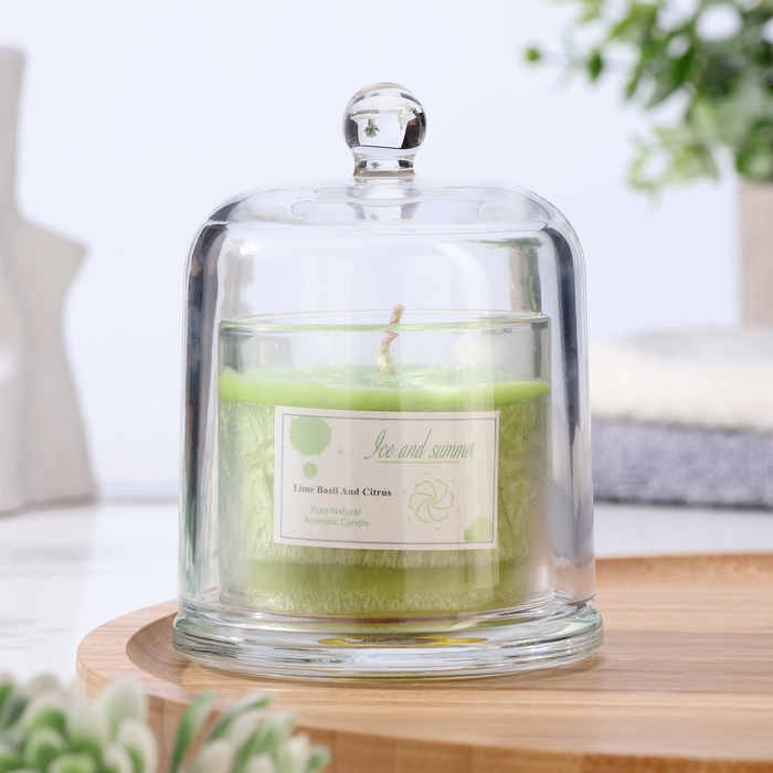 Свеча ароматическая в банке Свеча ароматическая в банке "Dome", лайм, базилик и цитрус