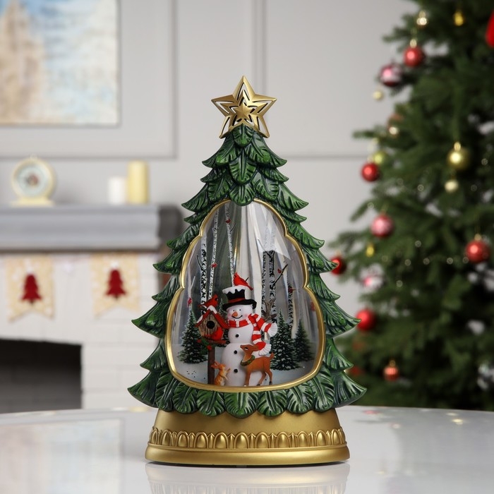 Фигура светодиодная &laquo;Новогодние мотивы&raquo;, 31.2х9.5х20.2 см, музыка, батарейки ААх3 (не в комплекте), USB, свечение тёплое белое