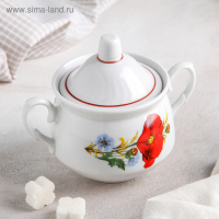 Сахарница &laquo;Маки красные&raquo;, 450 мл, с крышкой, МИКС