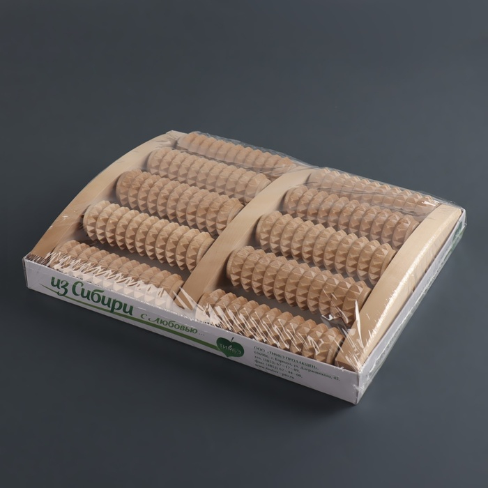 Массажёр &laquo;Счёты&raquo;, 19 &times; 24,5 &times; 4 см, деревянный, 5 рядов