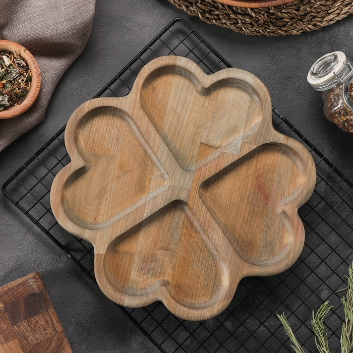 Менажница Adelica «Клевер», 4 секции, 25×1,8 см, массив берёзы Менажница Adelica «Клевер», 4 секции, 25×1,8 см, массив берёзы