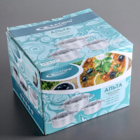 Набор кастрюль &laquo;Альта&raquo;, 3 предмета: 3,2 л, 4,2 л, 5,2 л, стеклянные крышки, капсульное дно, индукция