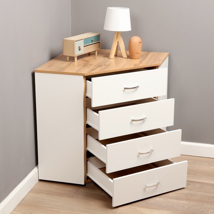 Комод угловой, 780х780х820, дуб вотан / белый