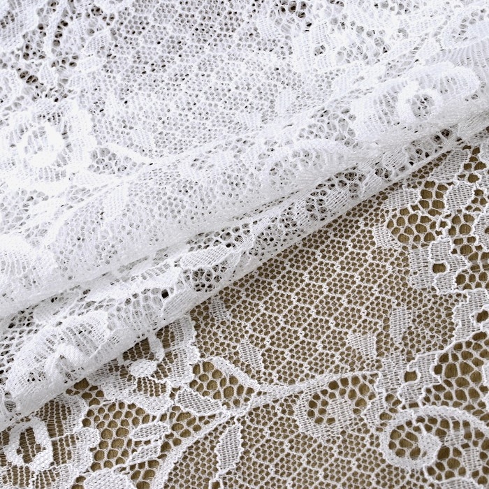 Кружевная эластичная ткань, 195 мм × 2,7 ± 0,5 м, цвет белый Кружевная эластичная ткань, 195 мм × 2,7 ± 0,5 м, цвет белый