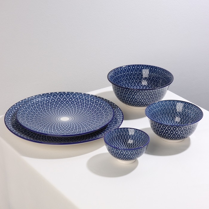 Салатник керамический Доляна &laquo;Бодом&raquo;, 340 мл, d=12 см, цвет синий