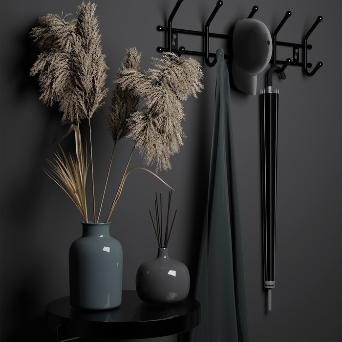 Вешалка настенная на 5 крючков &laquo;Уют 5&raquo;, цвет чёрный