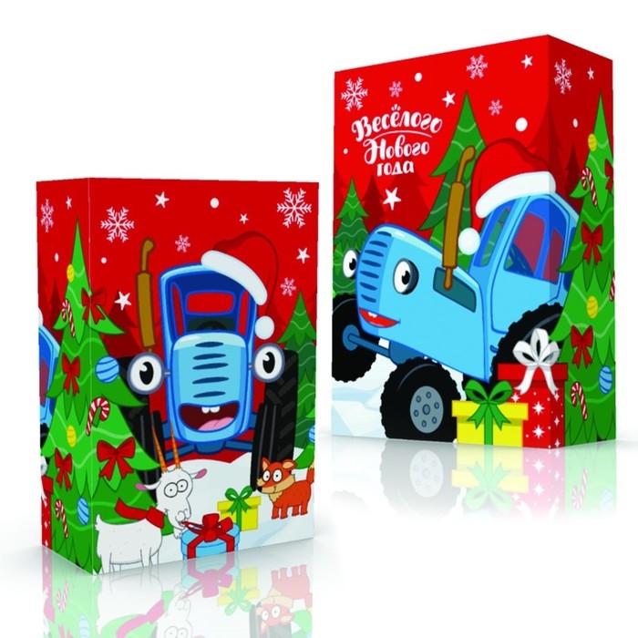 Коробка подарочная, 16х23х7.5 см, Синий трактор