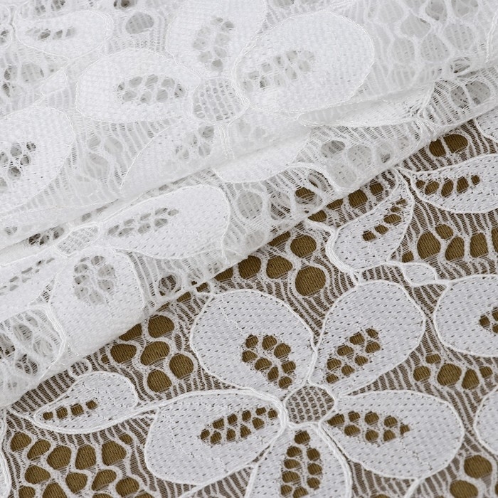 Кружевная эластичная ткань, 180 мм &times; 2,7 &plusmn; 0,5 м, цвет молочный