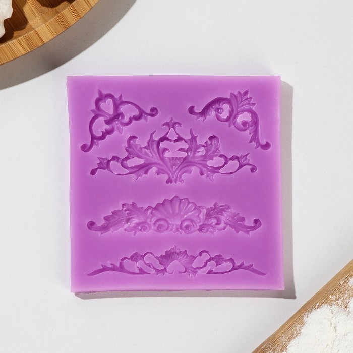 Молд Доляна &laquo;Вензеля, лепнина&raquo;, силикон, 10,5&times;10,5&times;0,7 см, цвет МИКС