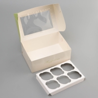 Коробка для 6 капкейков с окном , "8 марта", 25 х 17 х 10 см, кондитерская упаковка Коробка для 6 капкейков с окном , "8 марта", 25 х 17 х 10 см, кондитерская упаковка