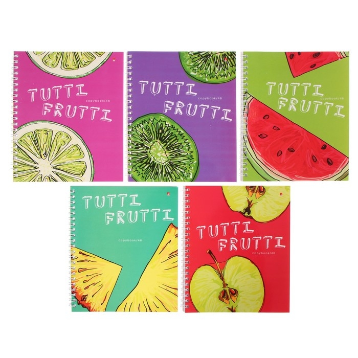 Тетрадь А5+, 48 листов в клетку на гребне FRESH&FRUITY, обложка мелованный картон, глянцевая ламинация, МИКС Тетрадь А5+, 48 листов в клетку на гребне FRESH&FRUITY, обложка мелованный картон, глянцевая ламинация, МИКС