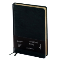 Ежедневник НЕдатированный А5, 136 листов в линейку, кожзам "Небраска", золотой срез, зеленый