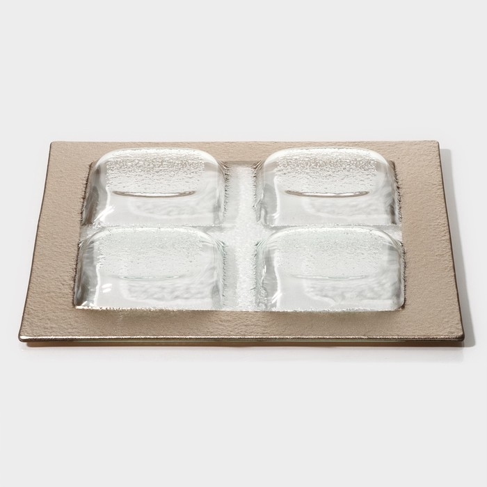 Менажница 4 секции Magistro &laquo;Сияние&raquo;, 25&times;25&times;2 см, цвет золотой