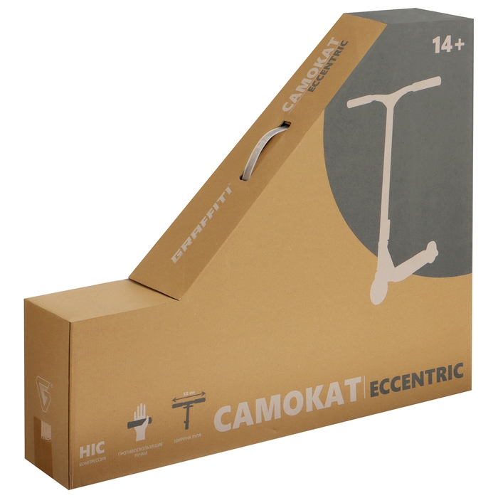 Самокат трюковой GRAFFITI Eccentric 24, колёса PU 110 мм, HIC компрессия, ABEC 9 Chrome, цвет белый