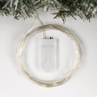 Гирлянда &laquo;Нить&raquo; 5 м роса, IP20, серебристая нить, 50 LED, батарейки CR2032х2 (в комплекте), свечение зелёное