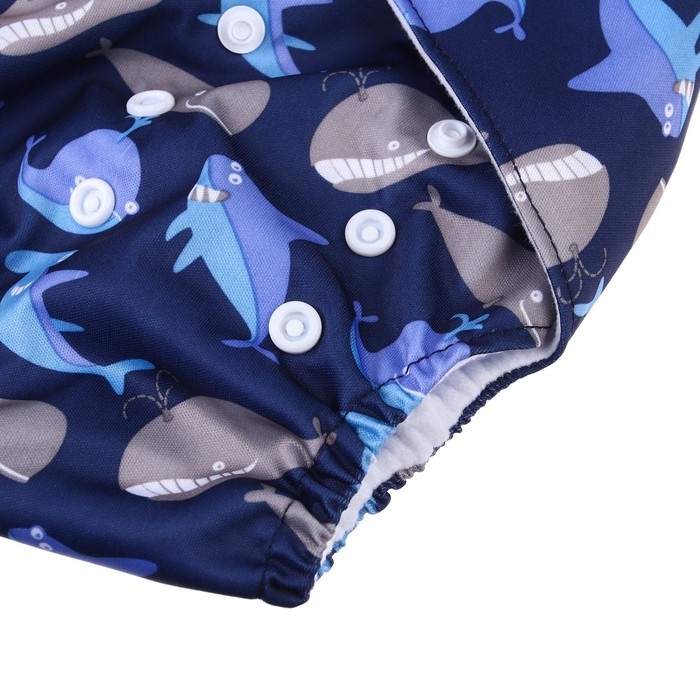 Многоразовый подгузник &laquo;Киты&raquo;, 3-15 кг, цвет синий, Крошка Я