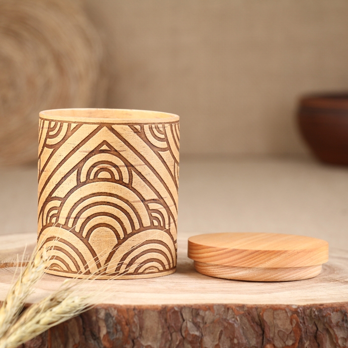 Туес для специй «Орнамент», мёд, 8х8х10 см, 300 мл, береста Туес для специй «Орнамент», мёд, 8х8х10 см, 300 мл, береста