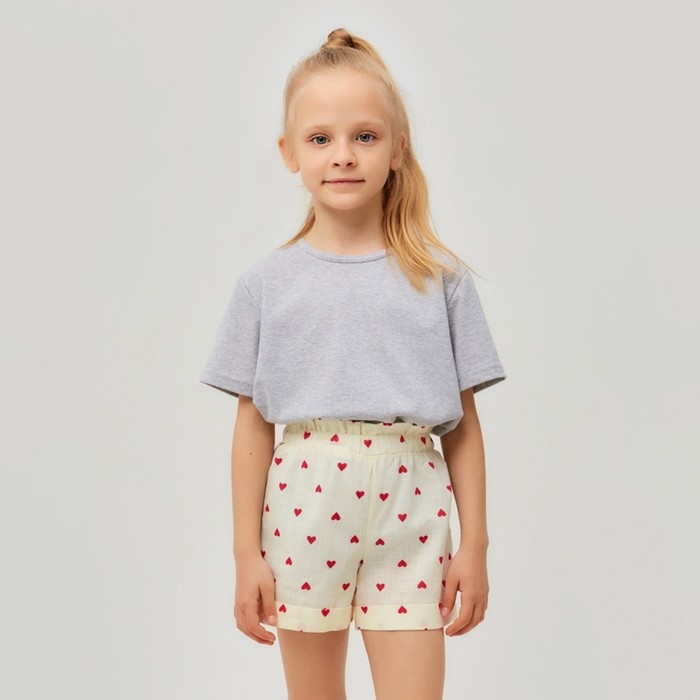 Шорты для девочки MINAKU: Cotton Collection цвет бежевый, рост 104 Шорты для девочки MINAKU: Cotton Collection цвет бежевый, рост 104