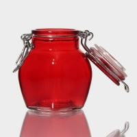 Банка стеклянная для хранения сыпучих продуктов &laquo;Овал&raquo;, 100 мл, 6&times;8,5 см, с бугельным замком, цвет МИКС