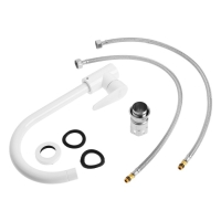 Смеситель для кухни ZEIN Z2504, однорычажный, картридж 40 мм, нержавеющая сталь, белый Смеситель для кухни ZEIN Z2504, однорычажный, картридж 40 мм, нержавеющая сталь, белый