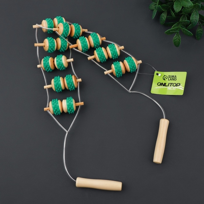 Массажёр-лента для спины, 9 звеньев, деревянный, с шипами, 84 × 7,5 × 3 см Массажёр-лента для спины, 9 звеньев, деревянный, с шипами, 84 × 7,5 × 3 см