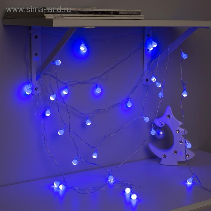 Гирлянда «Нить» 5 м с насадками «Шарики синие», IP20, прозрачная нить, 30 LED, свечение синее, 8 режимов, 220 В Гирлянда «Нить» 5 м с насадками «Шарики синие», IP20, прозрачная нить, 30 LED, свечение синее, 8 режимов, 220 В