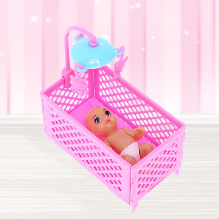 Кукла-модель шарнирная &laquo;Молодая мама&raquo; с ребёнком, с аксессуарами, МИКС